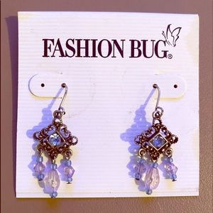 Light blue beaded pierced earrings